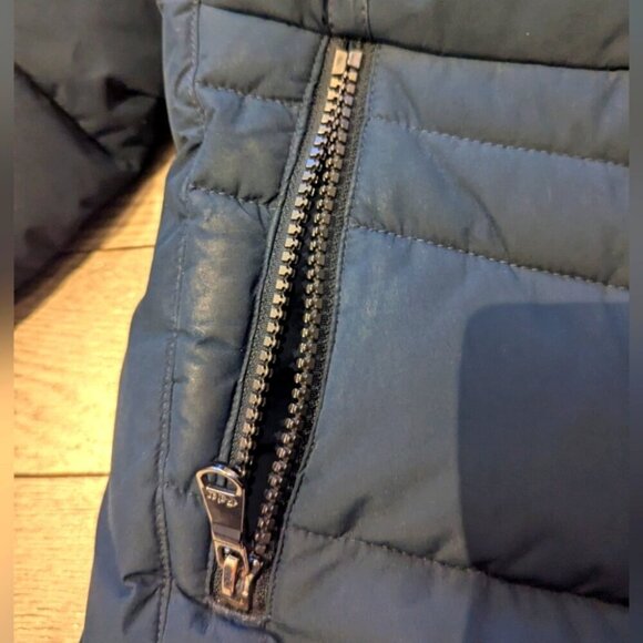 Girls Pajar Navy Midi Hooded Puffer Jacket with Faux Fur - Size 7/8 Like New - Picture 6 of 11